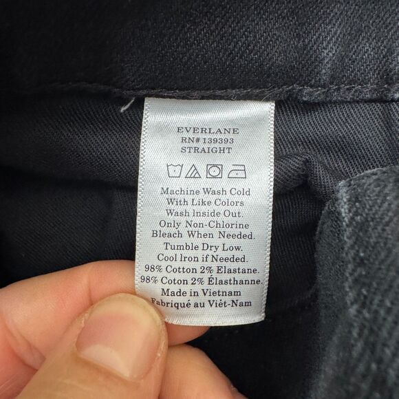 Everlane Classic Fit Straight Leg Denim Jeans Mens 28x32 Black Cotton Stretch - Picture 7 of 12